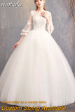 runhufu Wedding Dresses 2023 New Cheap Wedding Dress Full Flare Sleeve Lace Embroidery Princess Vestido De Noiva F