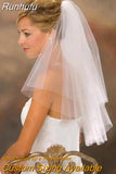 Runhufu NICEB White Ivory Tulle Short Elbow Length Veils 2 Layers Wedding Accessories Short Wedding Veil In Stock Hot Selling