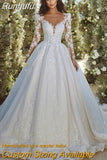 Runhufu Ivory Wedding Dresses A Line Sexy V Long Sleeve Appliqued Lace Bride Gowns Robe De Mariee Boho 2023 Vestidos Novia 2023
