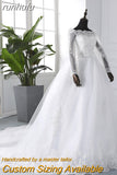 runhufu Spring Lace Appliques Wedding Dresses Long Sleeve Vestidos De Novia 2023 White V-Neck Princess Bride Wedding Gowns Plus Size