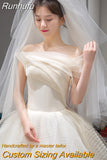 Runhufu Off The Shoulder Light Wedding Dress 2023 New Bridal Dress Ball Gown Tulle Wedding Dress