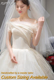 runhufu Off The Shoulder Light Wedding Dress 2023 New Bridal Dress Ball Gown Tulle Wedding Dress