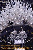Runhufu Luxury Bridal Hair Tiara Rhinestone Headband Handmade Wedding Hair Accessories Women Headdress Pageant Headpiece HP398
