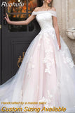 Runhufu Lace Appliqué Ball Gown Backless Lace Up Off The Shoulder Wedding Dress Court Train Robe De Mariée Custom Made For Women