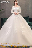 runhufu Sleeve Wedding Dresses 2023 Lace New Luxury Muslim Ball Gown Wedding Dress Custom Made Vestido De Noiva