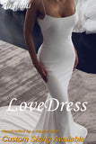 Runhufu Elegant Spaghetti Straps Mermaid Wedding Dresses For Brides 2023 Simple Open Back Sexy Bridal Gowns Robe De Mariee