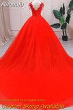 Runhufu Wedding Dress The Red V-neck Ball Gown Vintage Wedding Dresses Lace Embroidery Vestido De Noiva