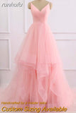 runhufu Pink Beach Wedding Dress boho Bridal Dresses Straps Tulle Zipper Back with 30cm tail Vestido De Noiva