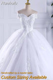 Runhufu Embroidery Wedding Dress 2023 New Arrival Short Cap Sleeves Sweep Train Lace Wedding Gowns China Vestido De Noiva